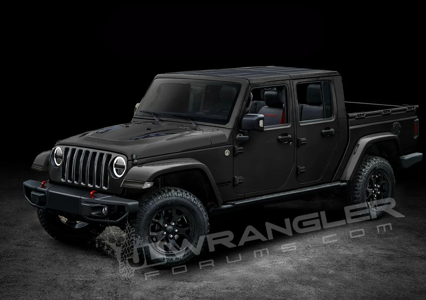 Jeep Gladiator Our Latest 2020 Jeep JT Pickup Info and Preview Renderings Copyright-JLwranglerforums-JTU-Pickup-1-Black