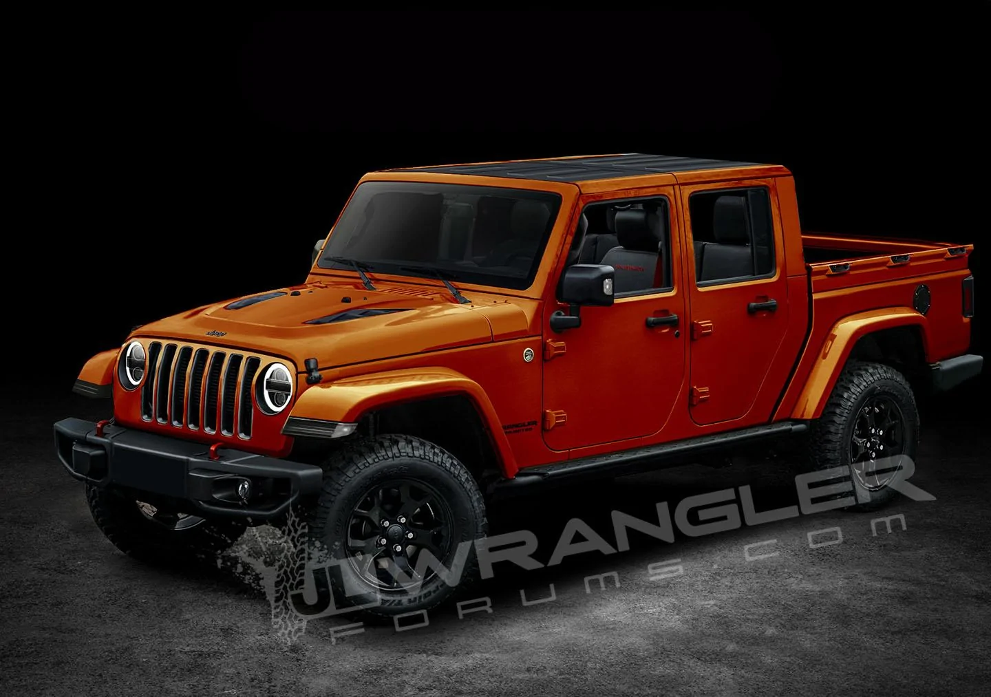 Jeep Gladiator Our Latest 2020 Jeep JT Pickup Info and Preview Renderings Copyright-JLwranglerforums-JTU-Pickup-Orang