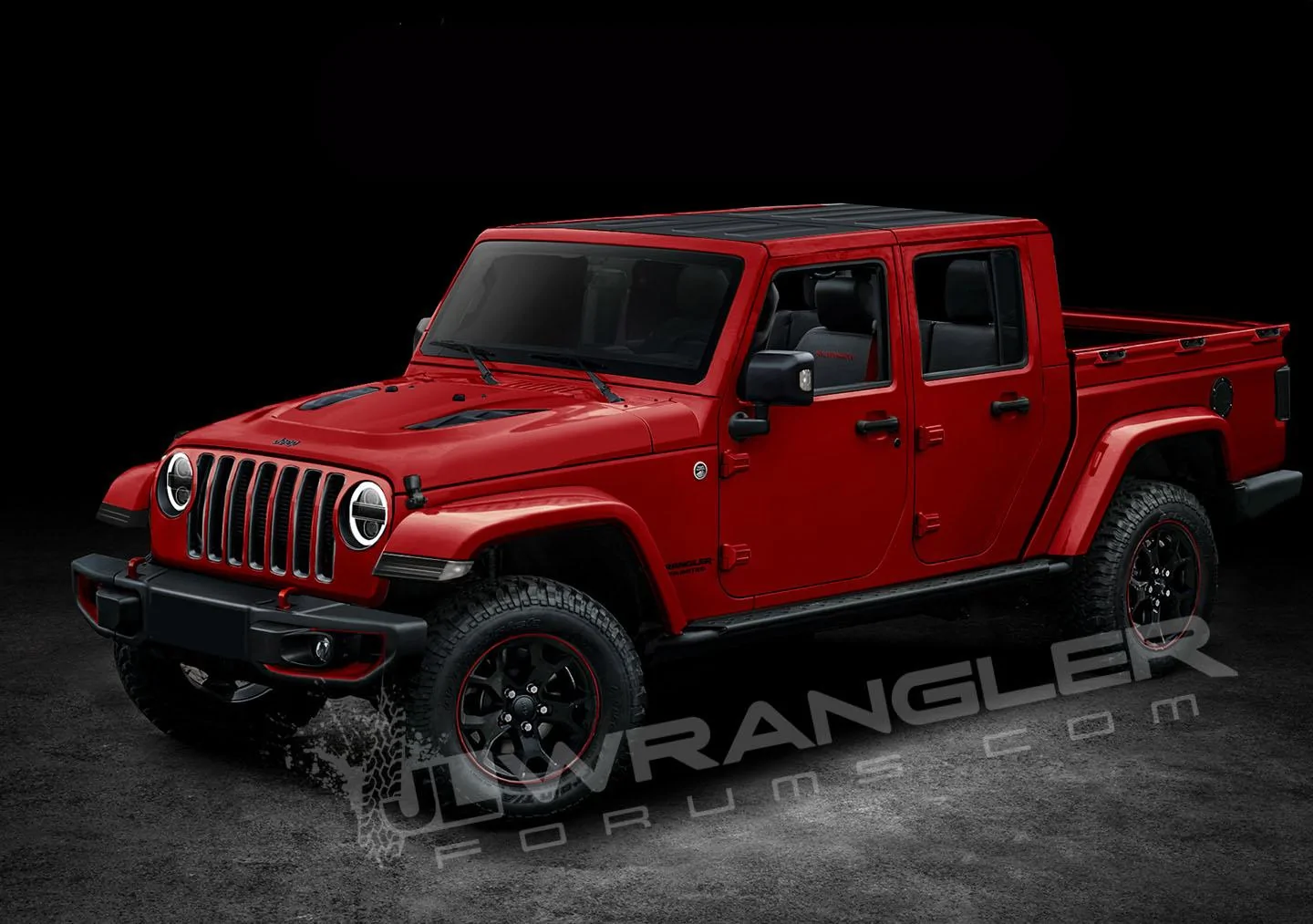Jeep Gladiator Our Latest 2020 Jeep JT Pickup Info and Preview Renderings Copyright-JLwranglerforums-JTU-Pickup-Red