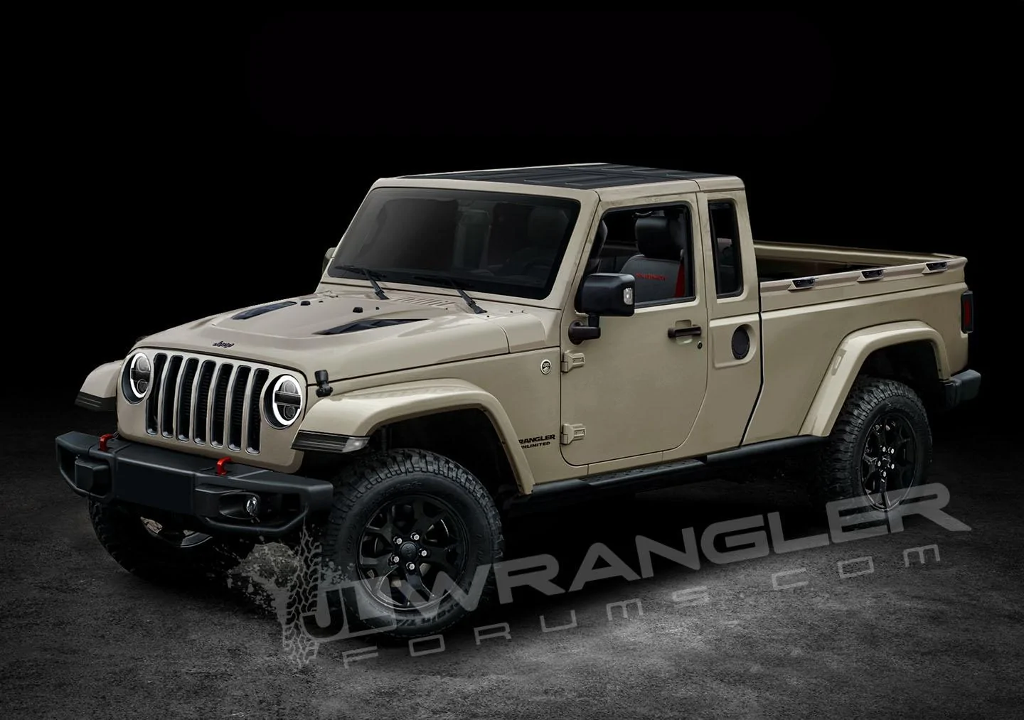 Jeep Gladiator Our Latest 2020 Jeep JT Pickup Info and Preview Renderings Copyright-JLwranglerforums-JT-Pickup-Sand