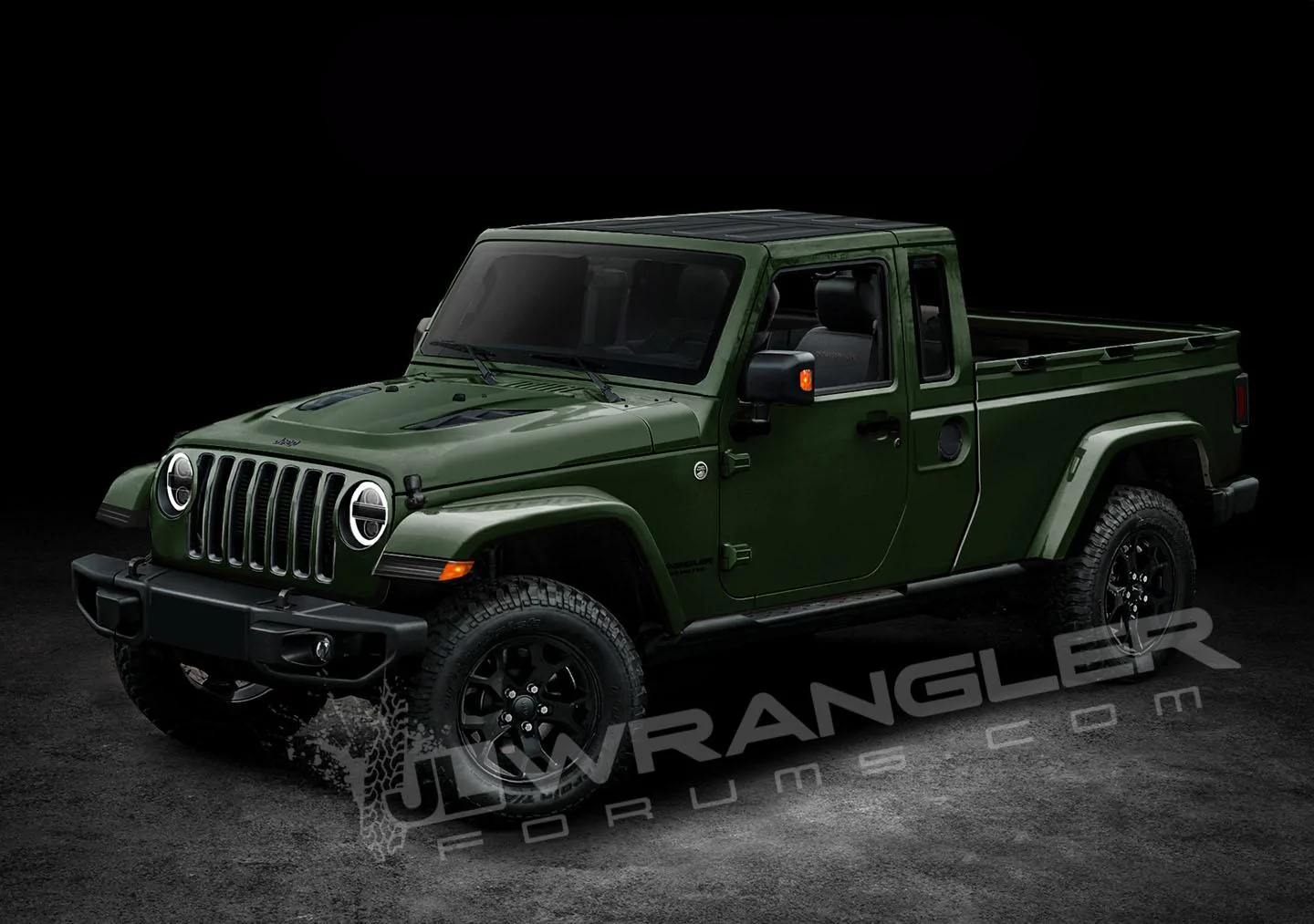 Jeep Gladiator Our Latest 2020 Jeep JT Pickup Info and Preview Renderings Copyright-JLwranglerforums-JT-Pickup-Green