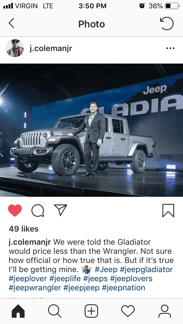 Jeep Gladiator 2020 Gladiator price to be announced 12:01 AM March 30th 9DE58CE4-78F4-4821-802B-E513133C78C1