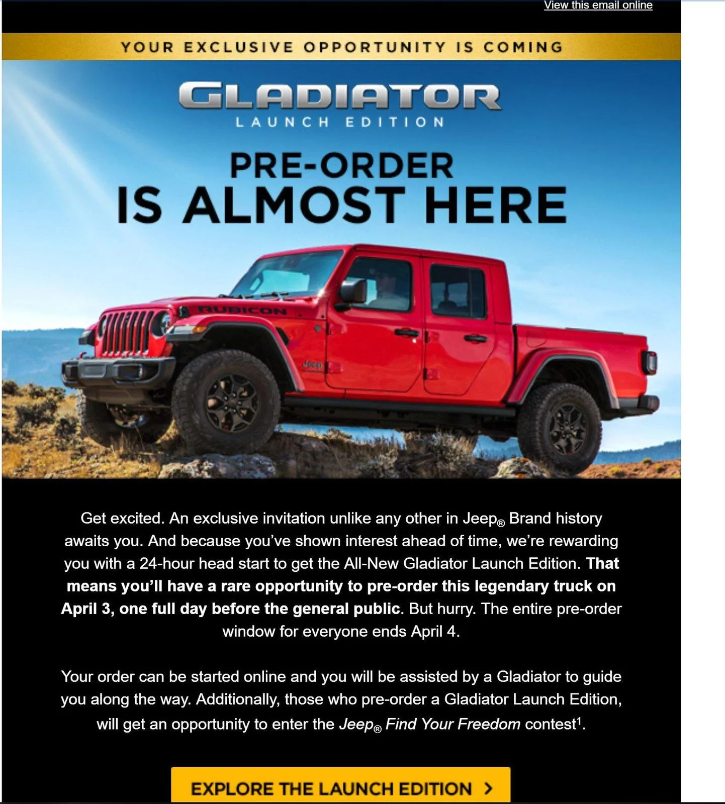 Jeep Gladiator Jeep Gladiator Launch Edition Announced - Preorder on April 4 Only Jeep Gladiator Early Order