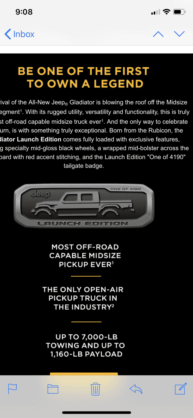Jeep Gladiator Now that we have pricing, are you still onboard? 53AD67B1-1018-4D81-9956-844AC35A25E0