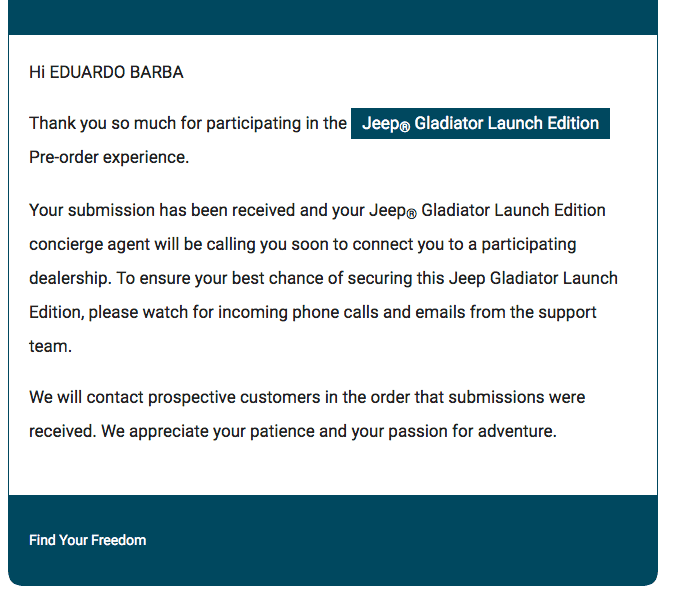 Jeep Gladiator Invitation to Pre-order Launch Edition Gladiator on April 3 (24 Hour Head Start)!! Screen Shot 2019-04-03 at 4.05.20 PM
