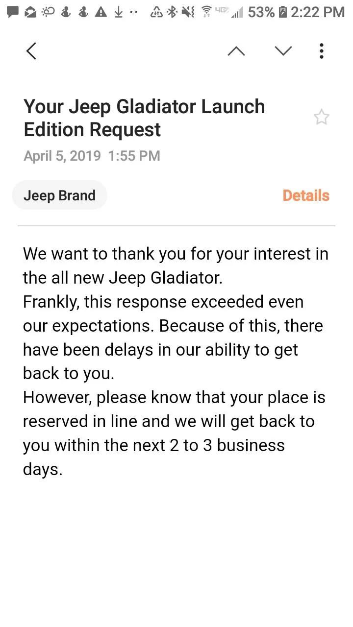 Jeep Gladiator I got the concierge call!  post it here... Screenshot_20190405-142220_Email