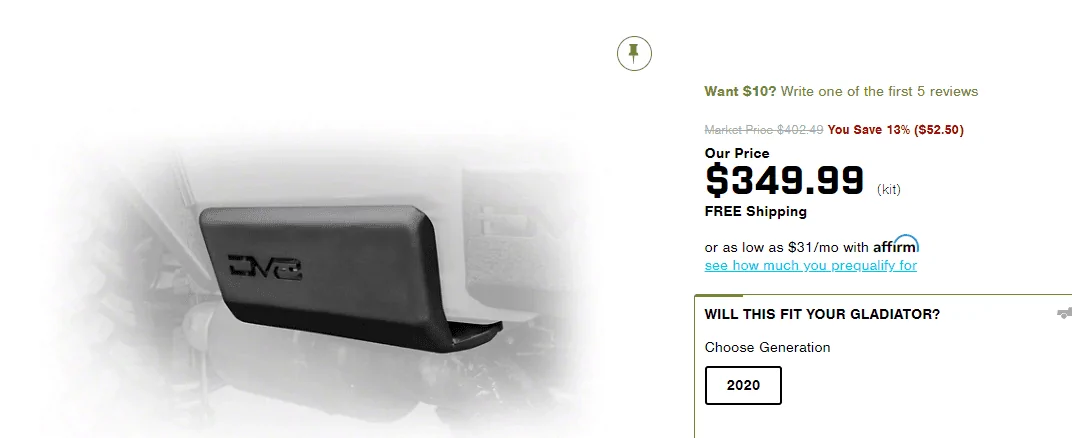 Jeep Gladiator DV8s JT bed sliders vs the rubicon sliders? 1598971743011