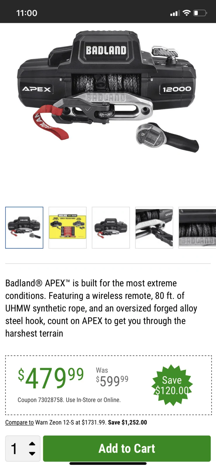 Jeep Gladiator Harbor Freight Badland Apex 12k Synthetic Winch on Sale D5973406-41C6-48C4-BEC4-AB8D7B398849