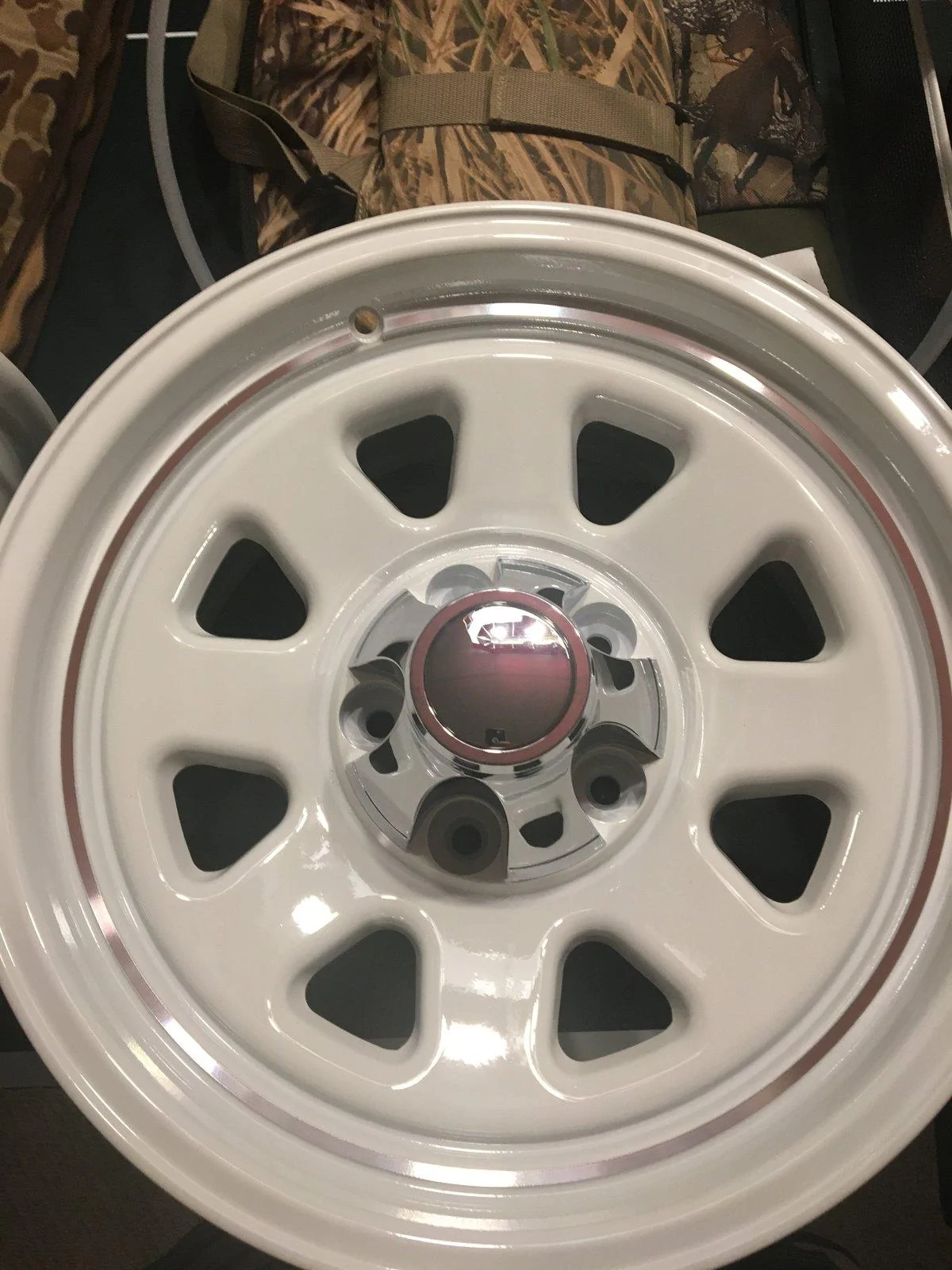 Jeep Gladiator Chrome or black center caps on quadratech retro white wagons 7F76D8DE-1CD3-4385-9AD6-83B13996B034