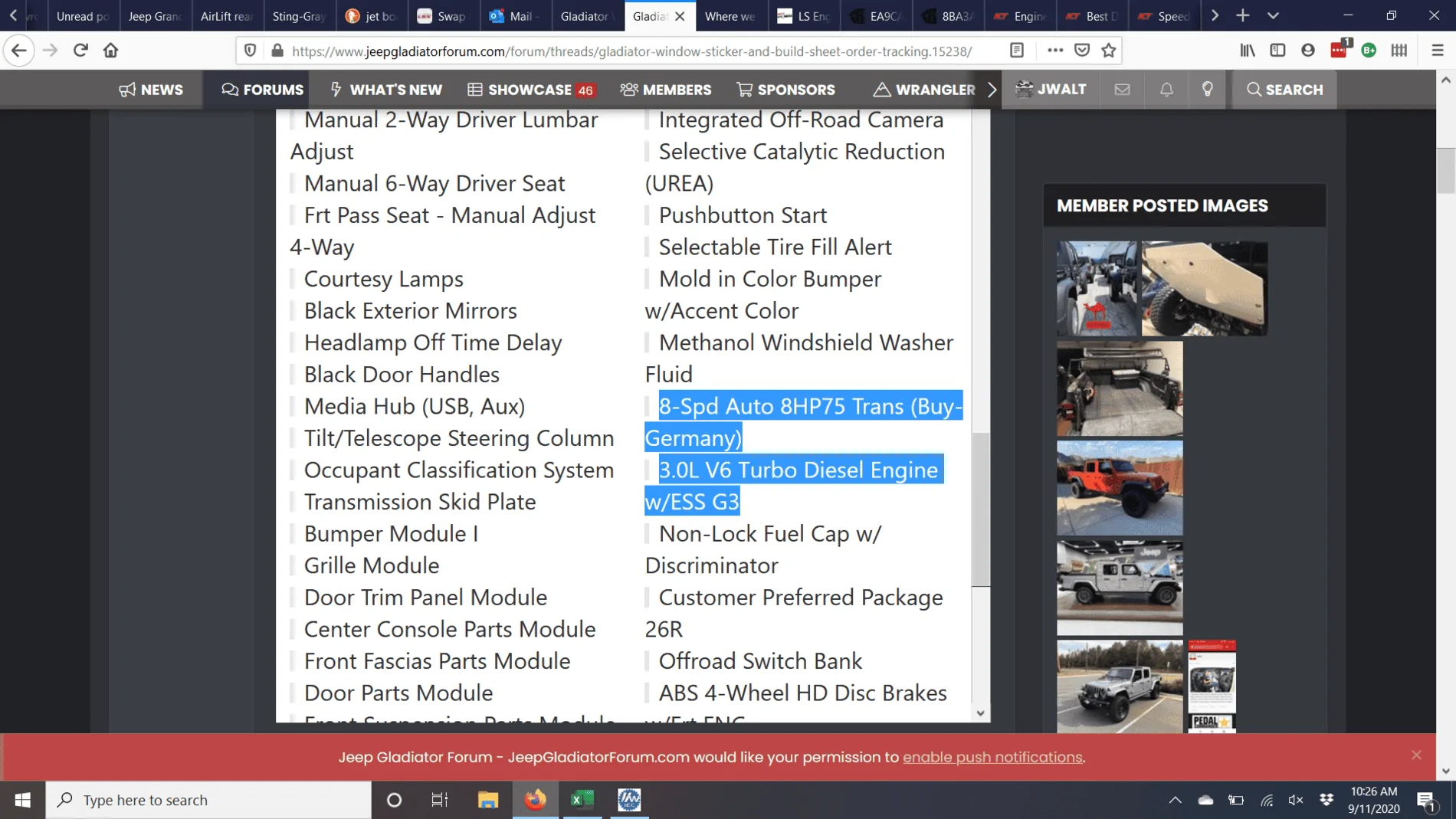 Jeep Gladiator Gladiator Window Sticker and Build Sheet Order Tracking 1599841605088