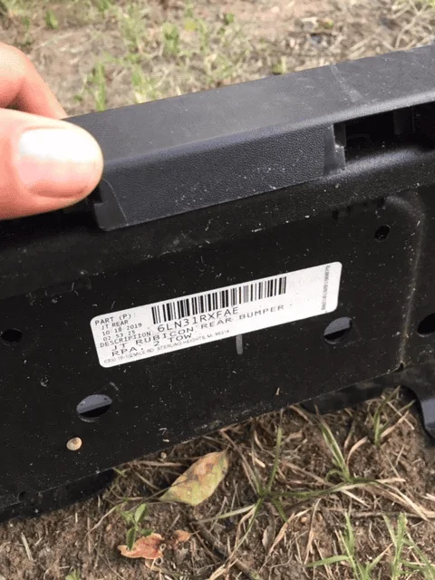 Jeep Gladiator Rubicon Steel Rear Bumper part number 1600051910151