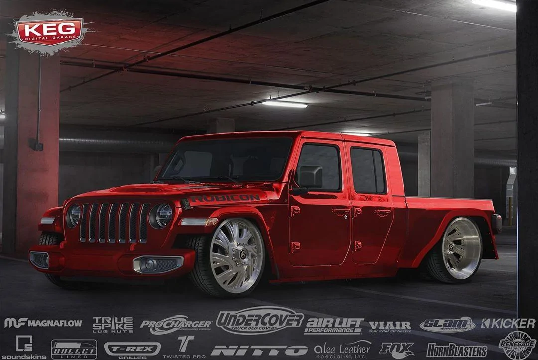 Jeep Gladiator A SEMA build of a different color jeep-gladiator-dually-rider-is-a-392-vessel-148691_1