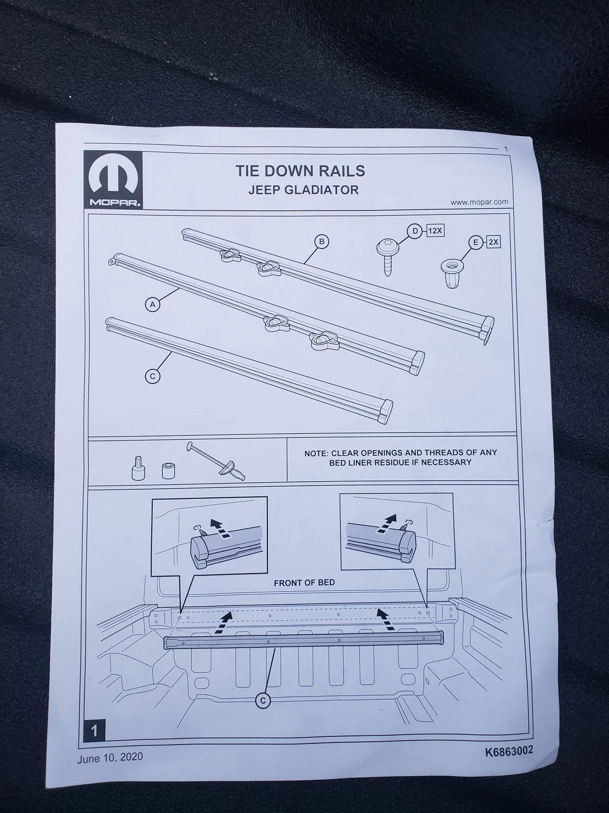 Jeep Gladiator Mopar Trail Rail Kit Installation 20200914_191700