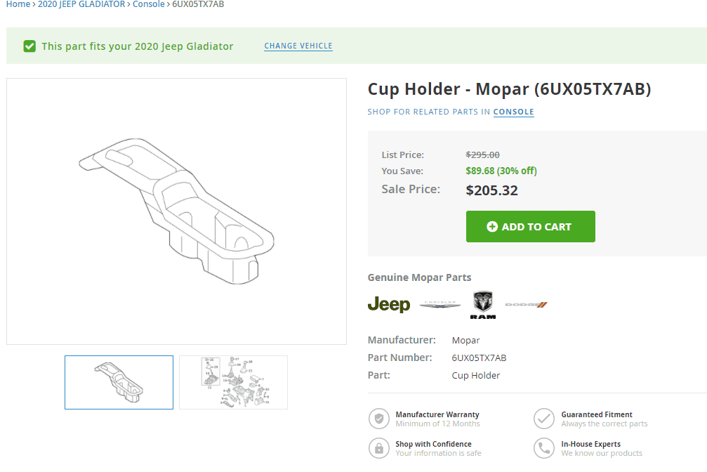 Jeep Gladiator Looking for an old center console cup holder 1600225178020