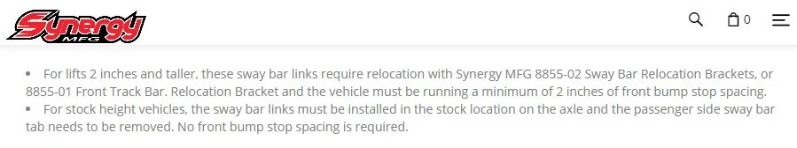Jeep Gladiator Swaybar disconnects recommendation - i do not want to cut off the tab on the passenger side Synergy