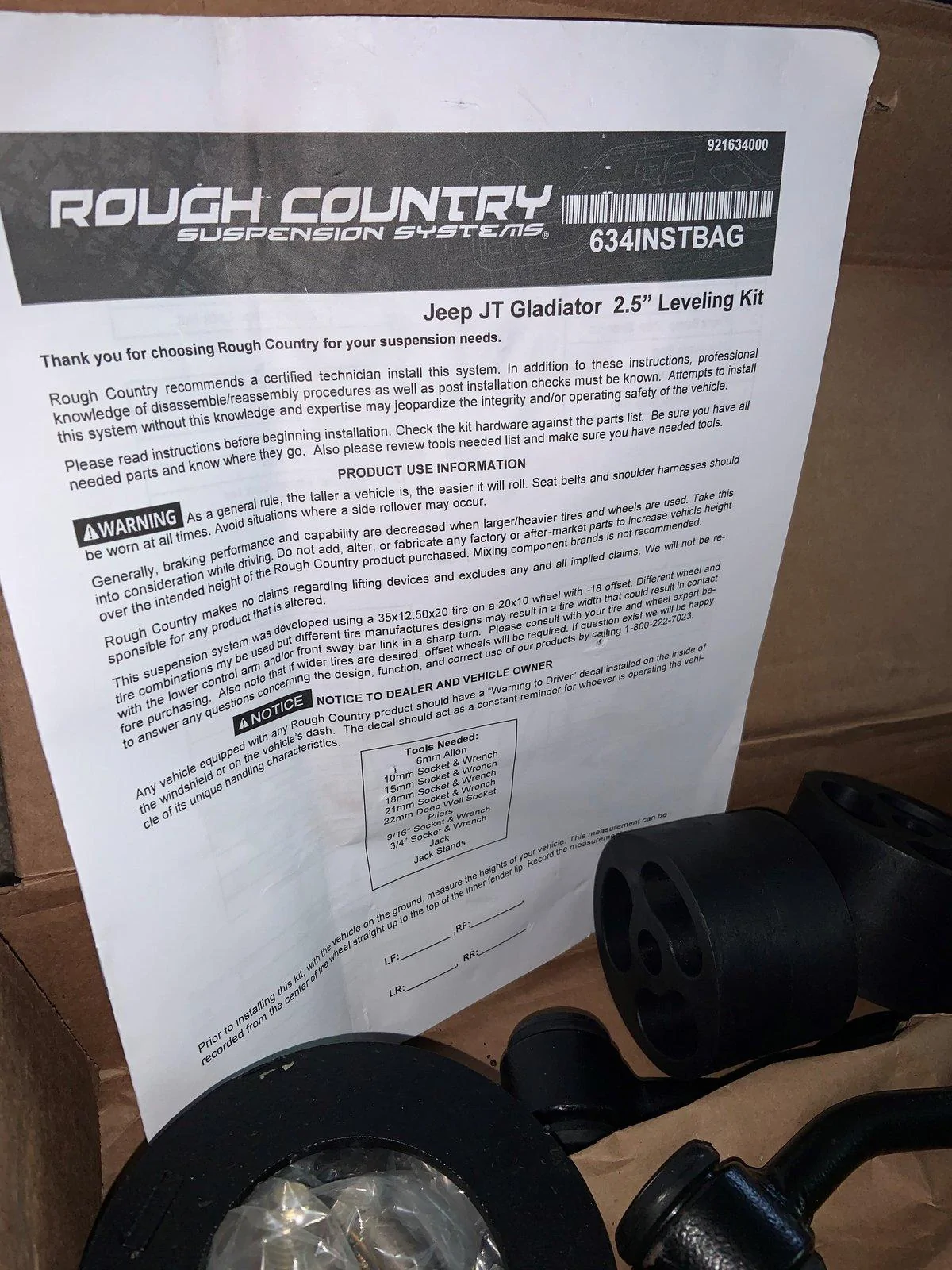 Jeep Gladiator Gladiator Takeoffs- DFW leveling kit