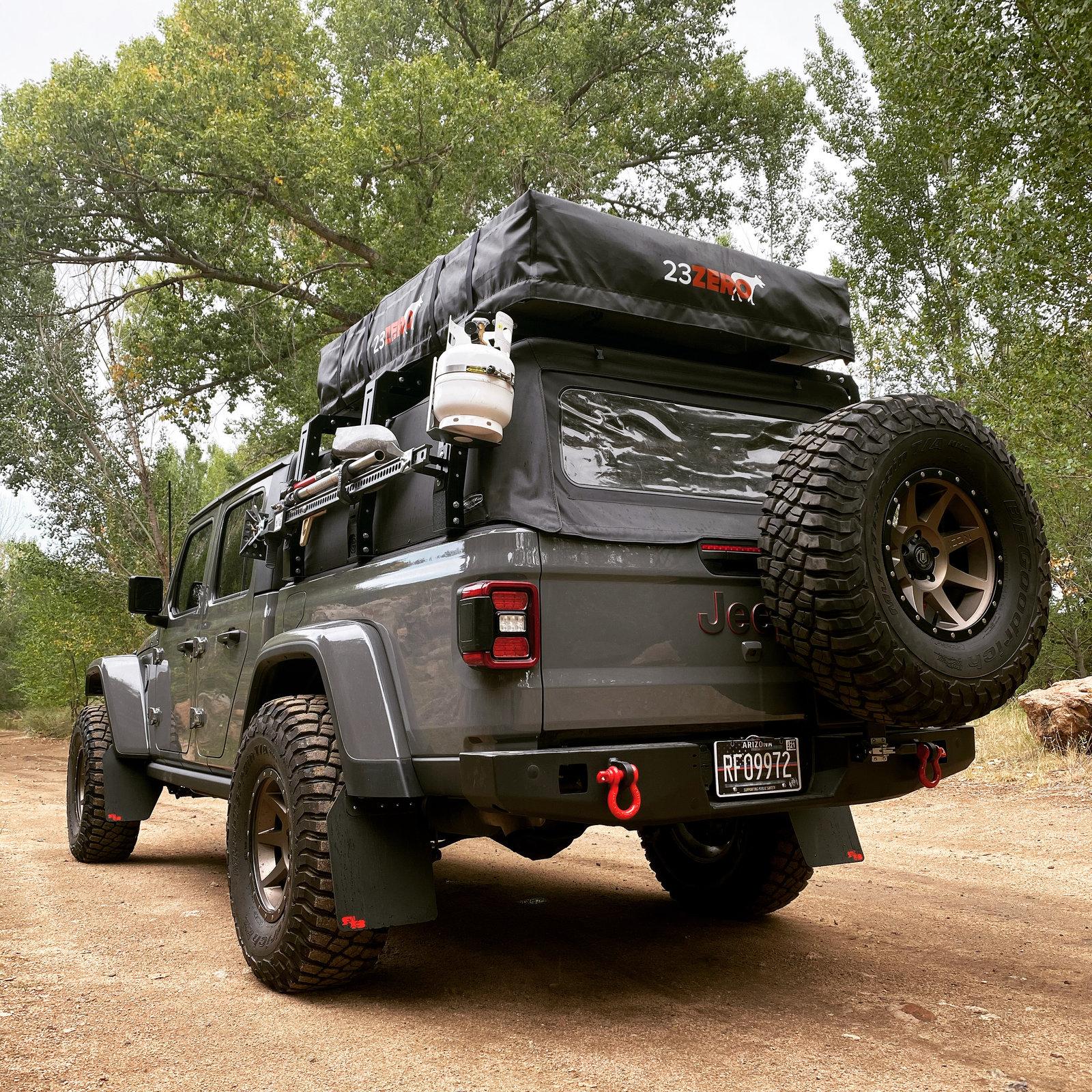 Jeep Gladiator Gladiator dual swing rear bumper prototype renderings. 96564023-37BE-40B5-A849-EB0351766E9A