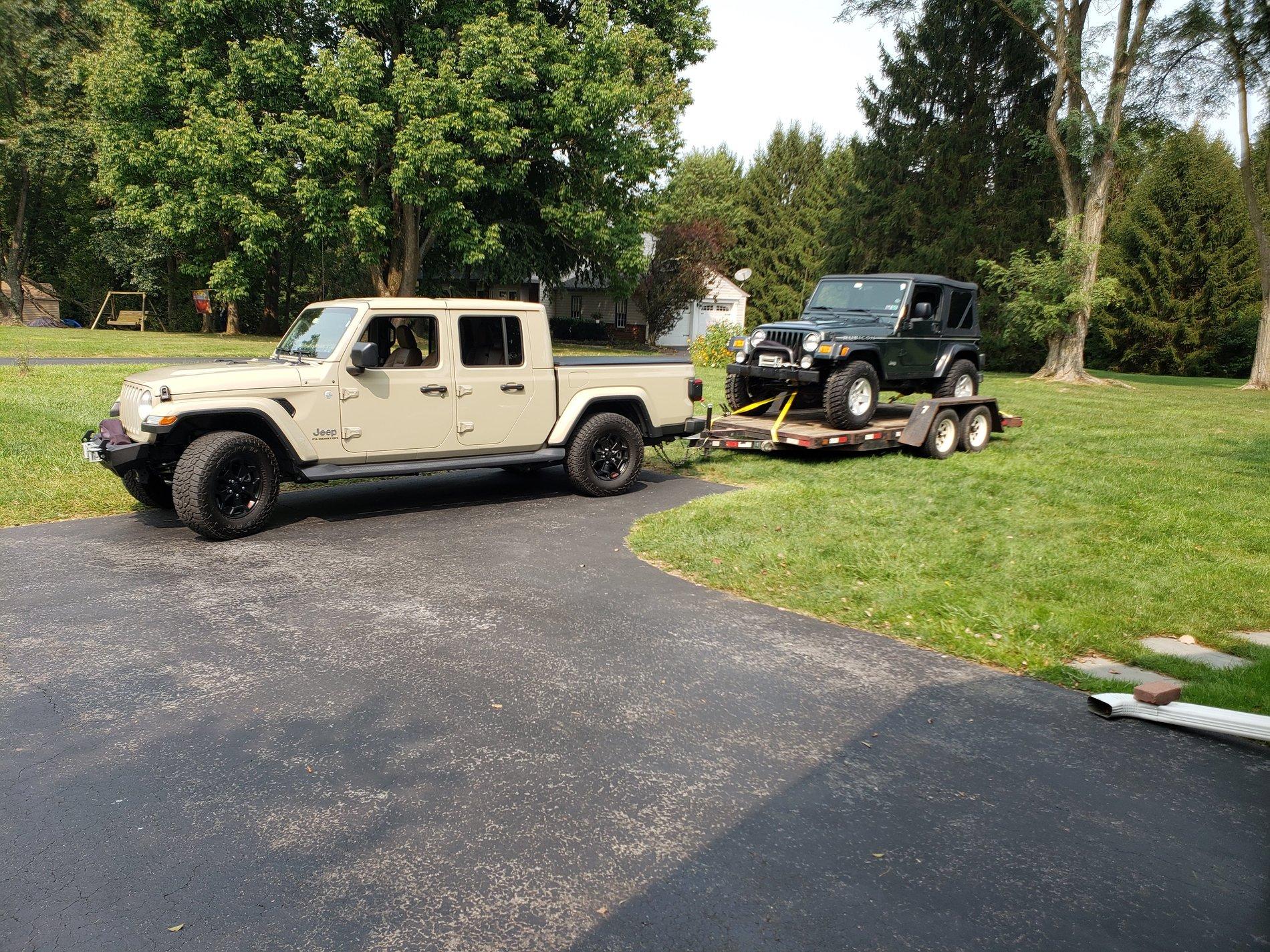 Jeep Gladiator Review and comparison: Towing my TJ with the JT, max towing the Overland 20200916_135753
