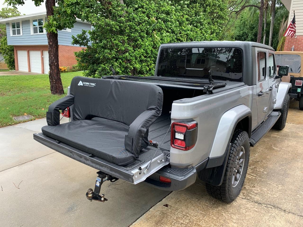 Jeep Gladiator The must have JT tailgate accessory! Padded truck tailgating couch (Ozark Trail) tailgate_bench