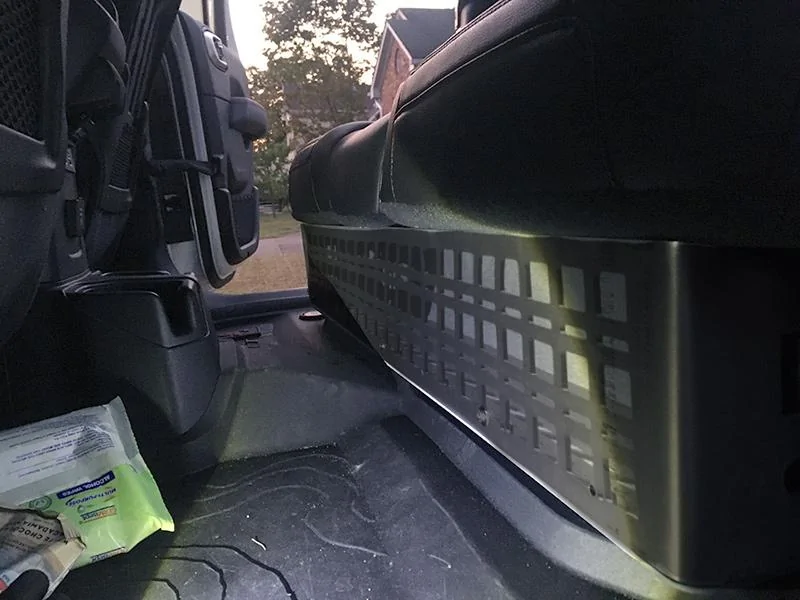Jeep Gladiator 813 Fabrication & Design - Under Rear Seat MOLLE Storage Solution shut-front