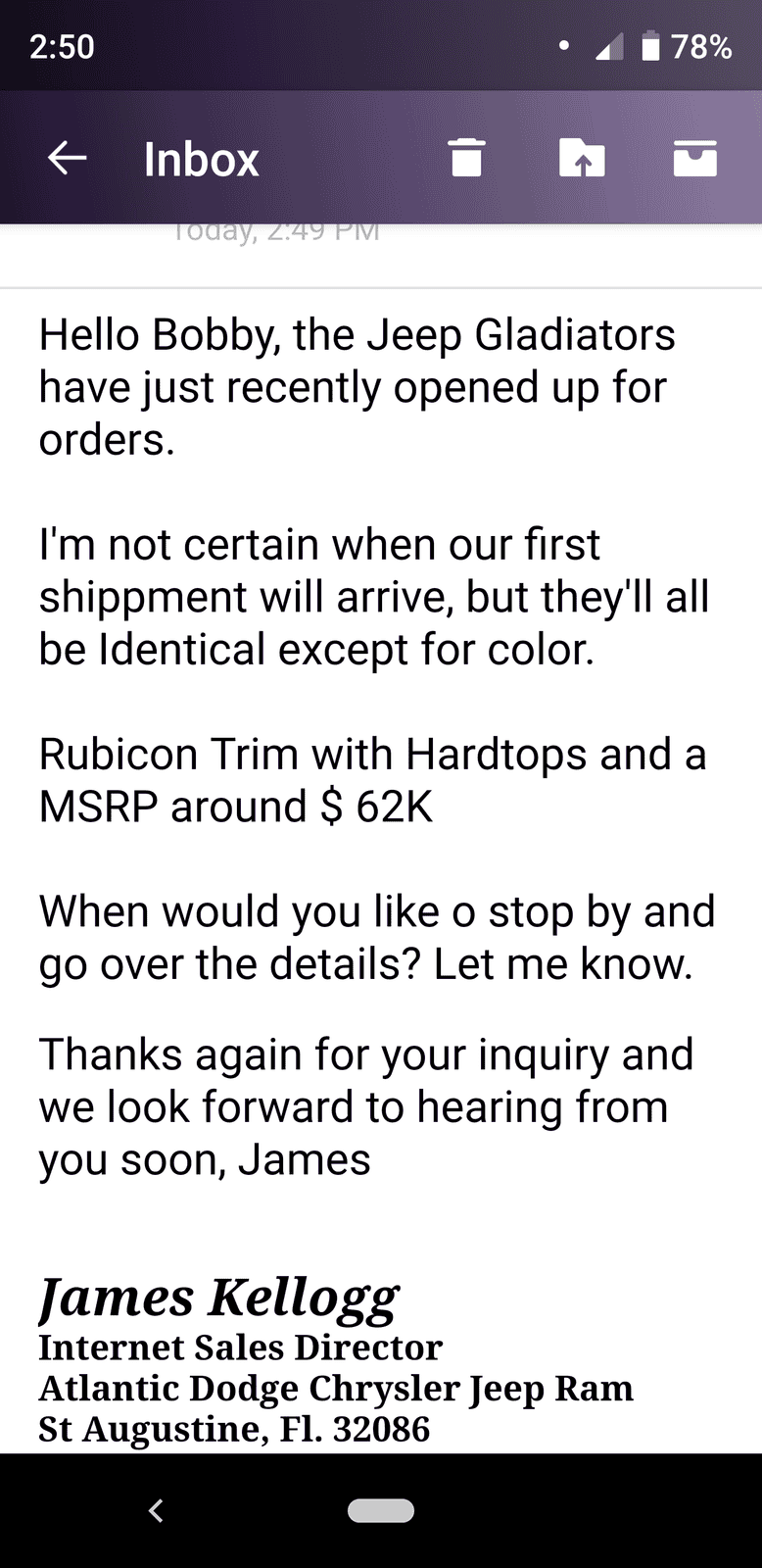 Jeep Gladiator Local dealers first shipment details. Screenshot_20190409-145012