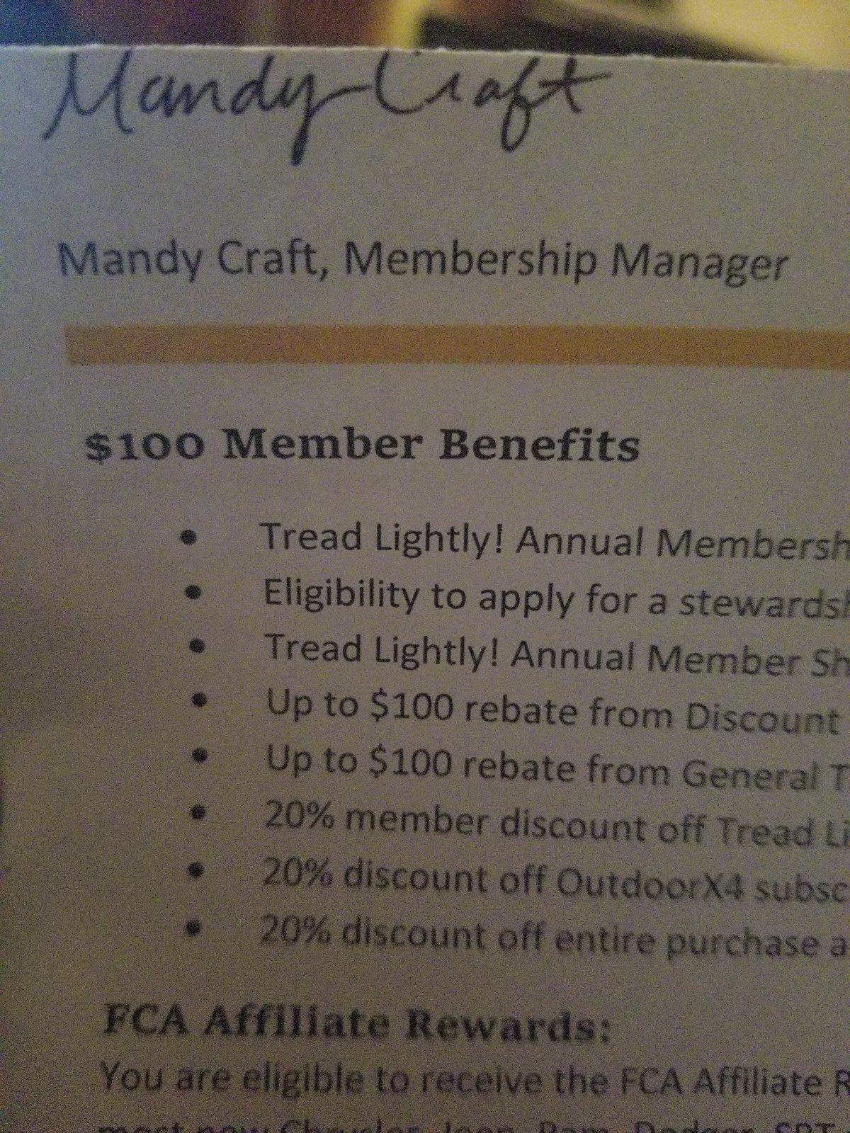 Jeep Gladiator FYI: Tread Lightly Discount Signup Summary (FCA Program) 20190417_204005