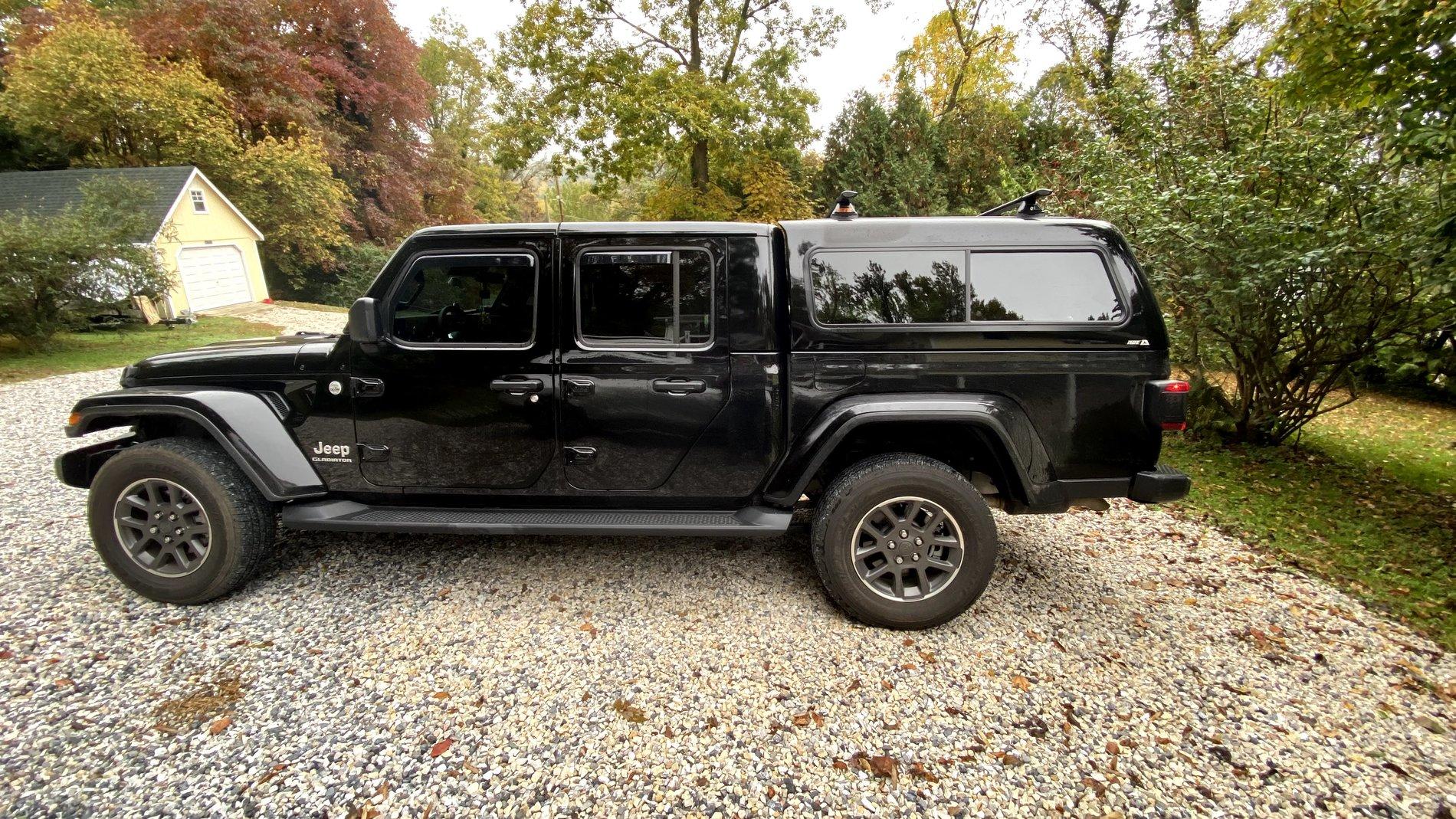 Jeep Gladiator My Black Overland with ARE CX cap with Yakima Rack. IMG_6852
