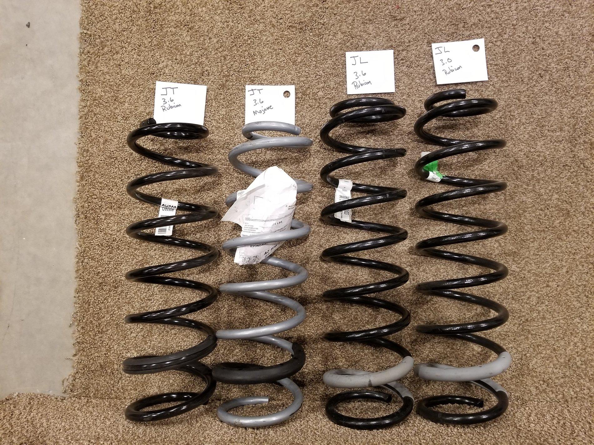 Jeep Gladiator Mojave front coils on a Rubicon JL JT Rub Mojave