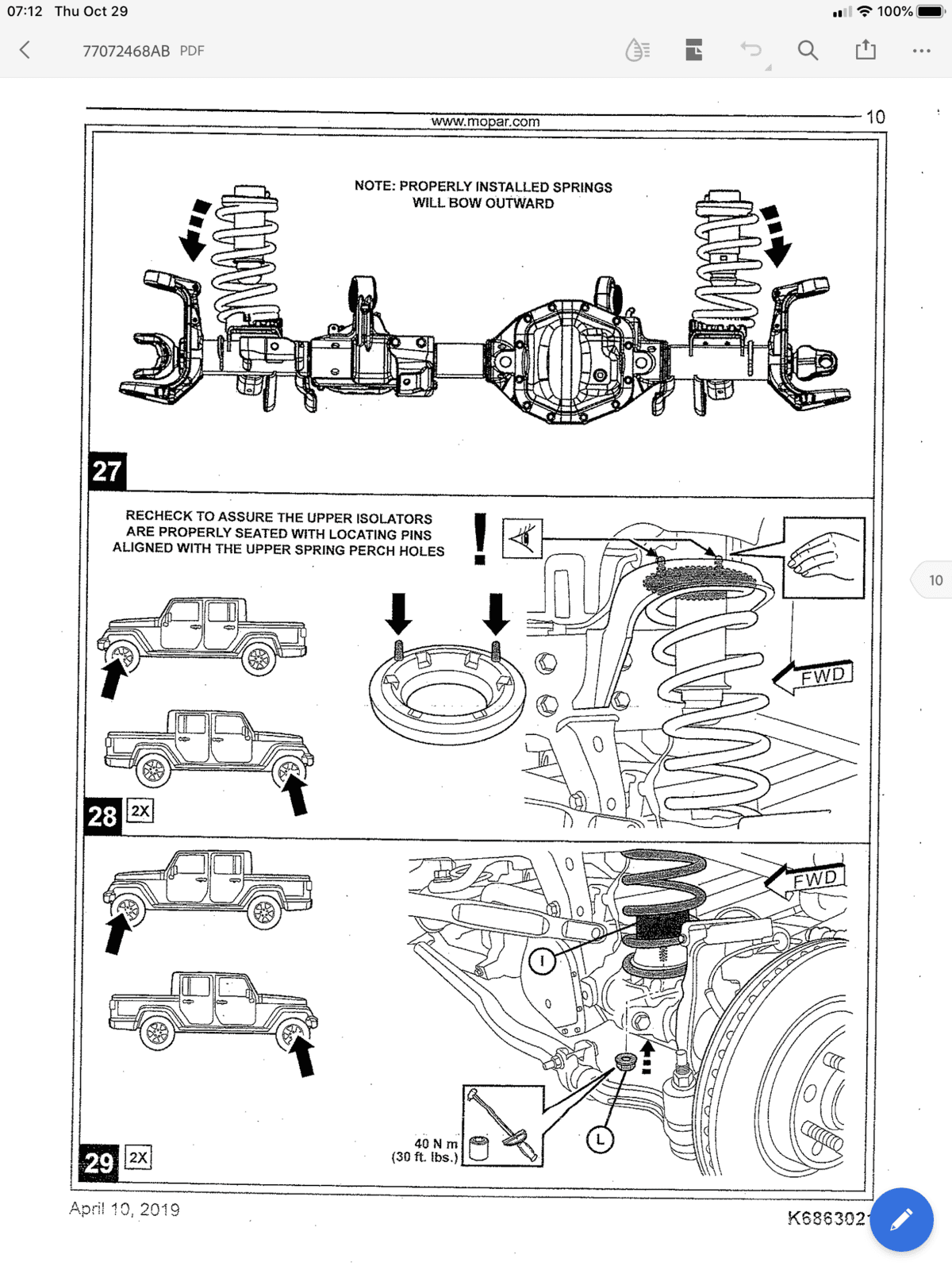 Jeep Gladiator Front coil spring bending after Daystar leveling kit. 495843A1-9163-4A18-9C55-EC47BC4CA1D4