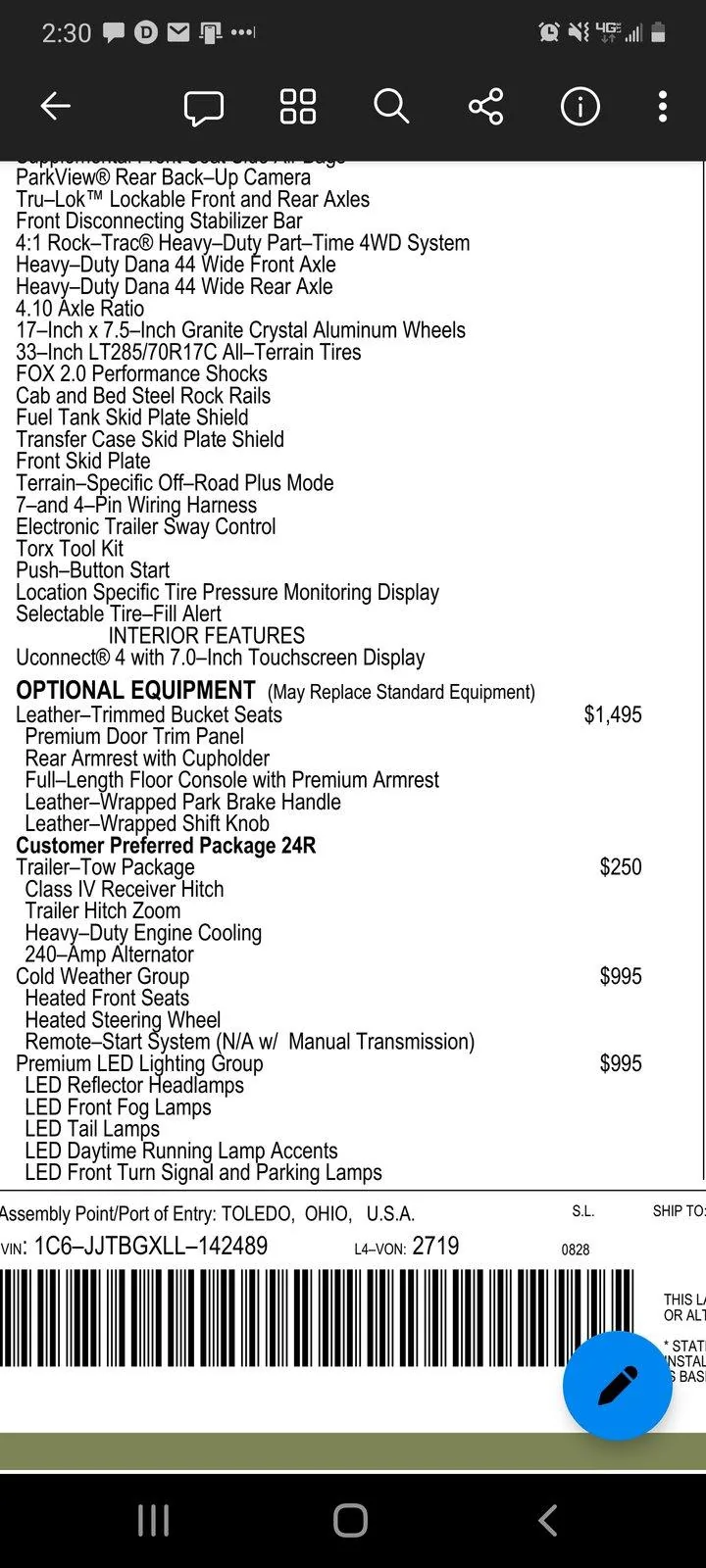 Jeep Gladiator Mopar Trailer Brake Controller for Jeep Gladiator Officially Released (Part # 82215652AB) Screenshot_20201030-143014_OneDriv