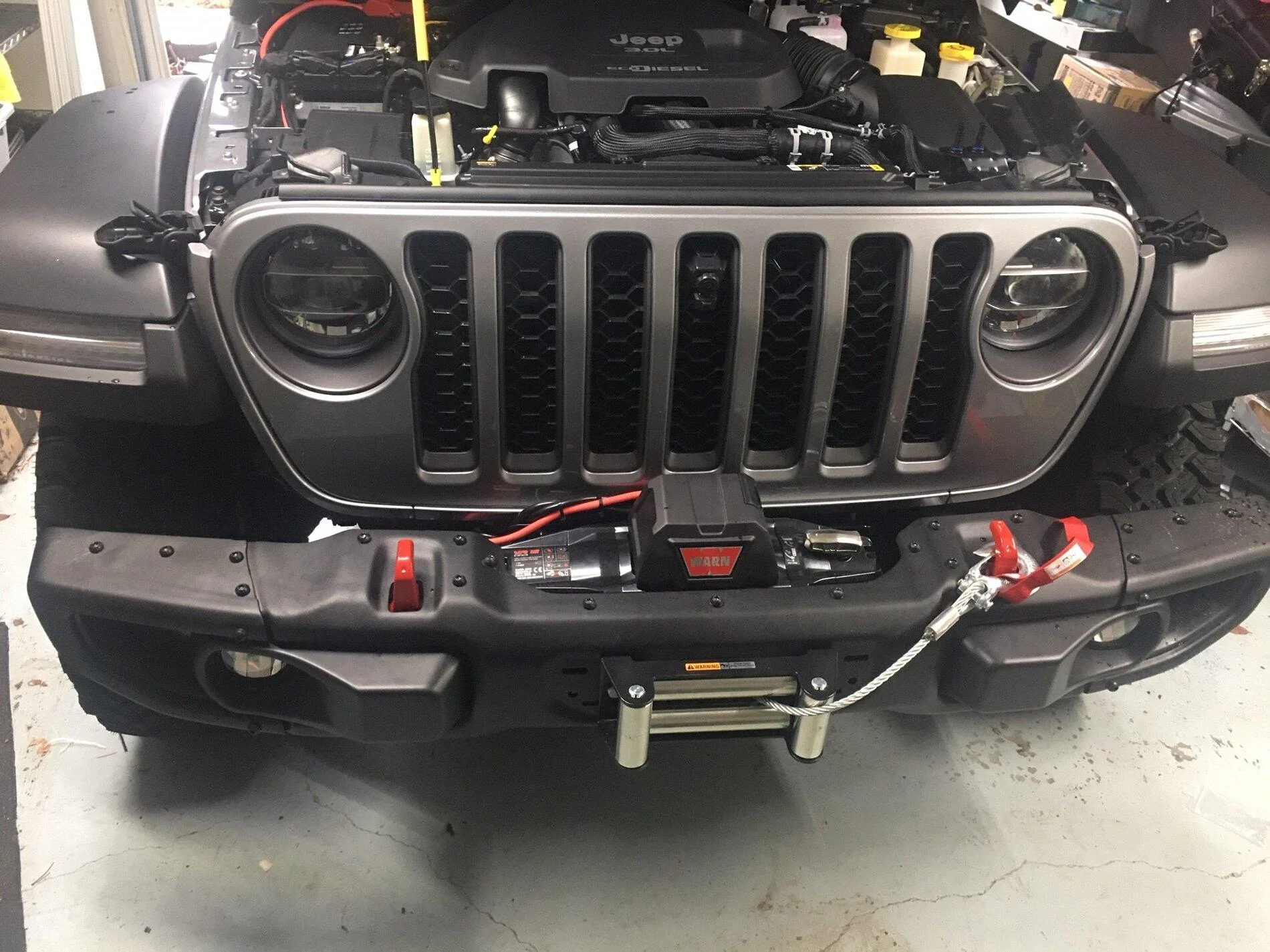 Jeep Gladiator Installed winch in OEM Bumper winch5