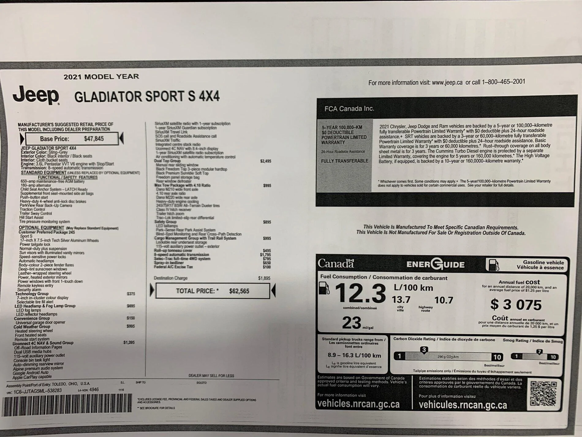 Jeep Gladiator Gladiator Window Sticker and Build Sheet Order Tracking IMG_20201118_141756
