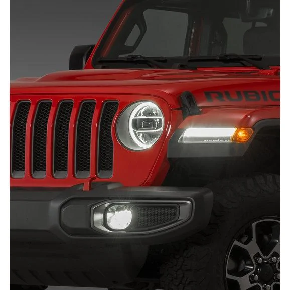 Jeep Gladiator Front Fenders, Motobilt Bed Molle (passenger only), CB Antenna Mount, MOPAR crate mopar-55112885af-led-driver-side-parking-lamp-jeep-wrangler-jl-installed