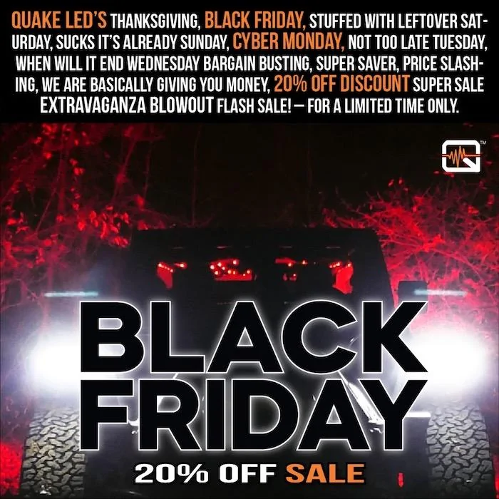 Jeep Gladiator Quake LED Black Friday + Cyber Monday 20% Off! unknown-jpeg