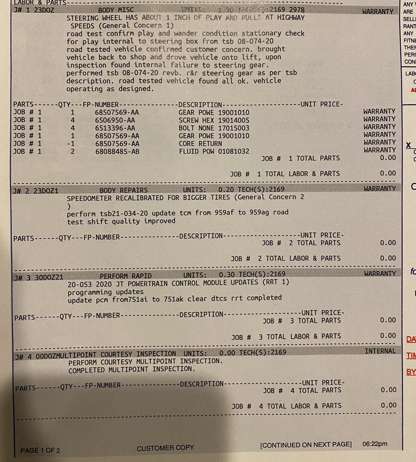 Jeep Gladiator New JT Gladiator Steering Issue TSB 08-074-20 (for "Improved Steering Feel") ACE03674-D9C0-4110-8BDC-E77C7FAEDD44