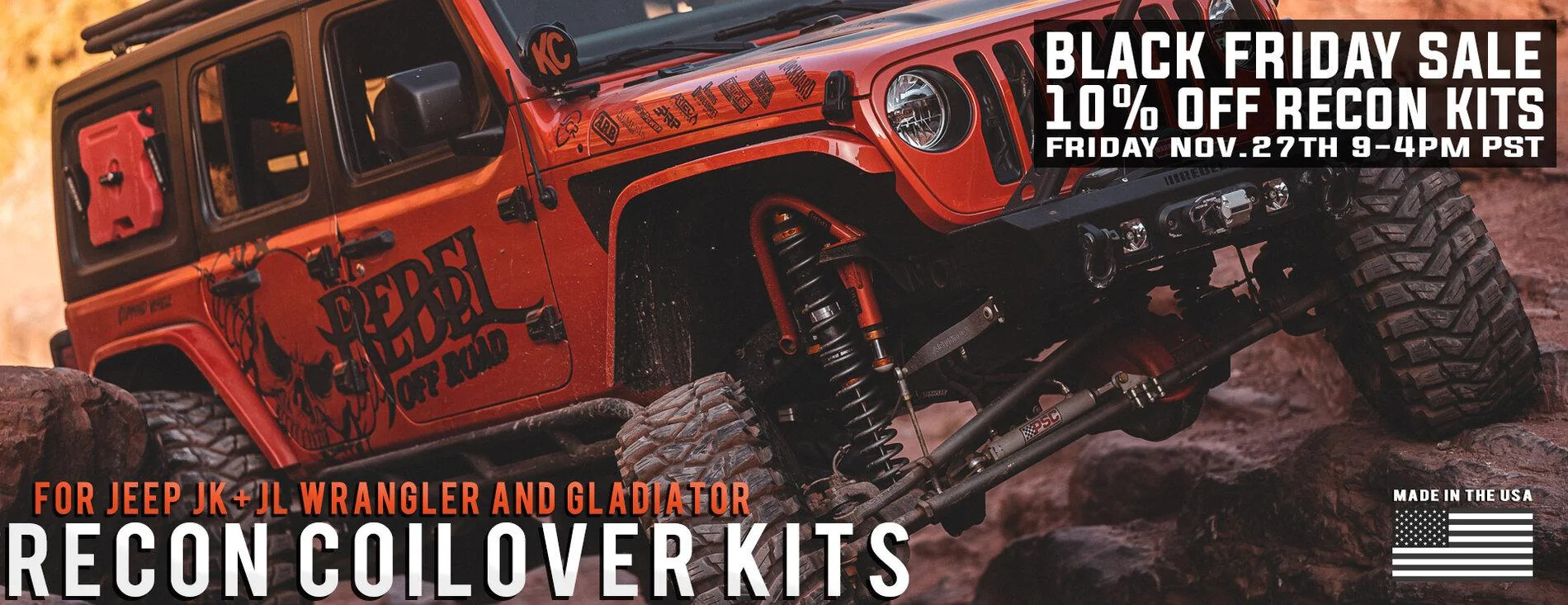 Jeep Gladiator Recon Coilover Conversion Kits 10% Off - Black Friday Sale Recon-BannerBFS