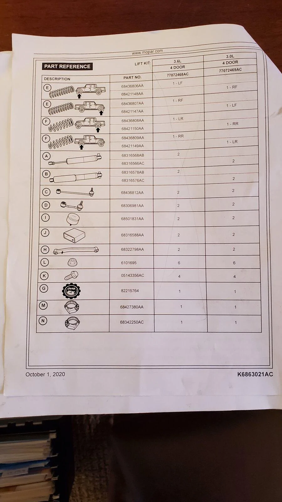 Jeep Gladiator 2" Mopar EcoDiesel Lift Kit Instructions ERROR??? 20201129_112257