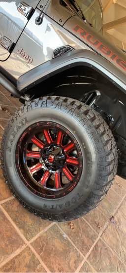 Jeep Gladiator NEW PRICE! Set of 4 Fuel Hardline (Red) with Kanati Trail Hog A/T 37s (less than 1000 miles) 127647074_3829827827051056_2208548226290302056_n