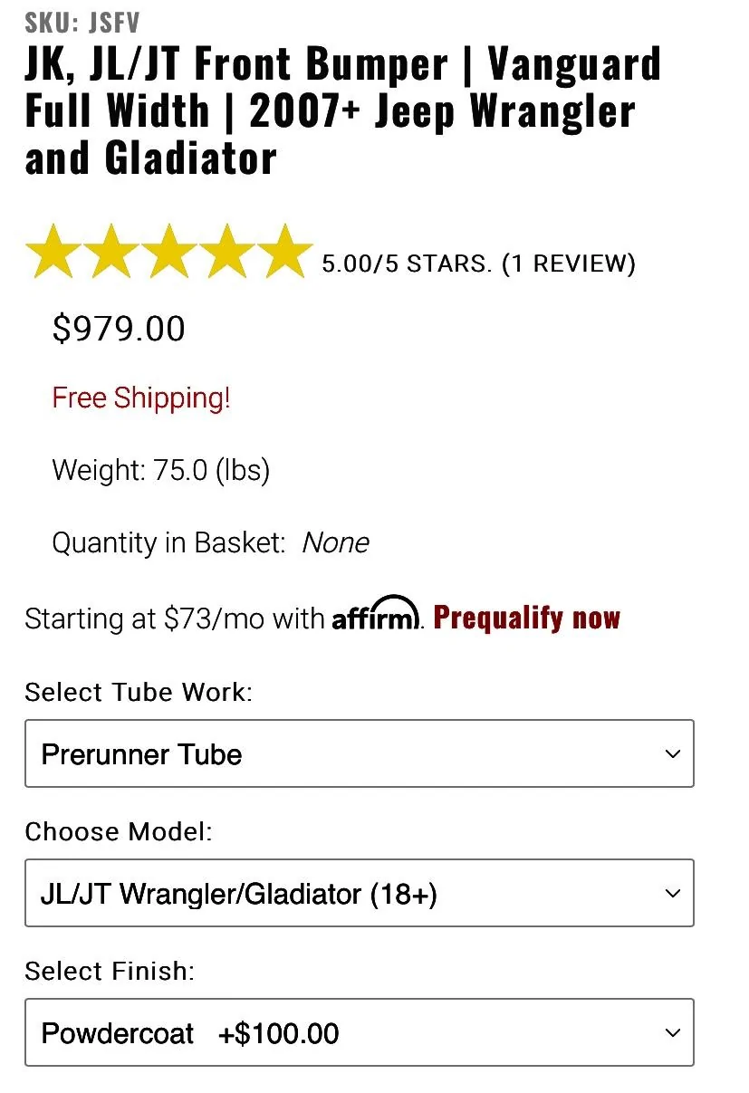 Jeep Gladiator JCR Vanguard front bumper for sale 0EFF0E28-4C79-4E6C-AFBF-F23172AA9E3F