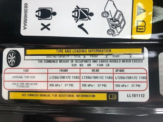 Jeep Gladiator Request for photo of door sticker label