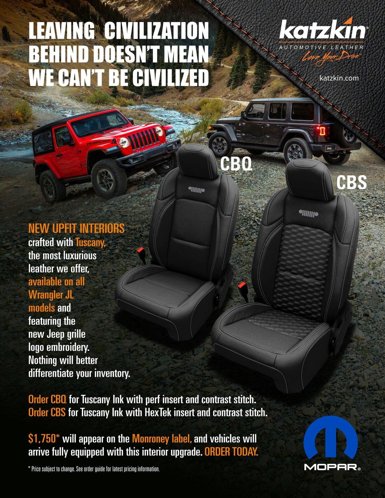 Jeep Gladiator Help with Leather Seats WranglerUpfitSheet2018