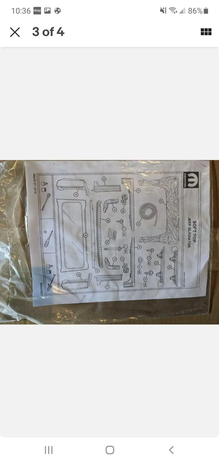 Jeep Gladiator 2020 JT ACRYLIC MOPAR SOFT TOP PRIMIUM. Screenshot_20201213-103604_eBay