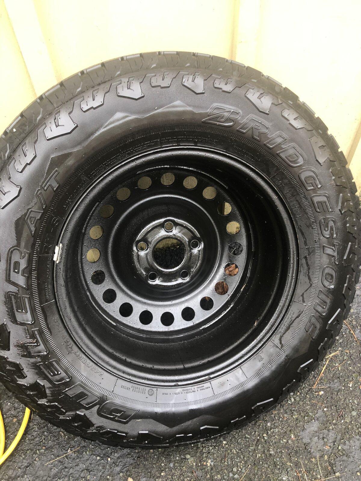 Jeep Gladiator Steel spare wheel with Bridgestone Dueler AT tire 4EC2DD80-E226-4315-8B97-72B7CB94D1D6