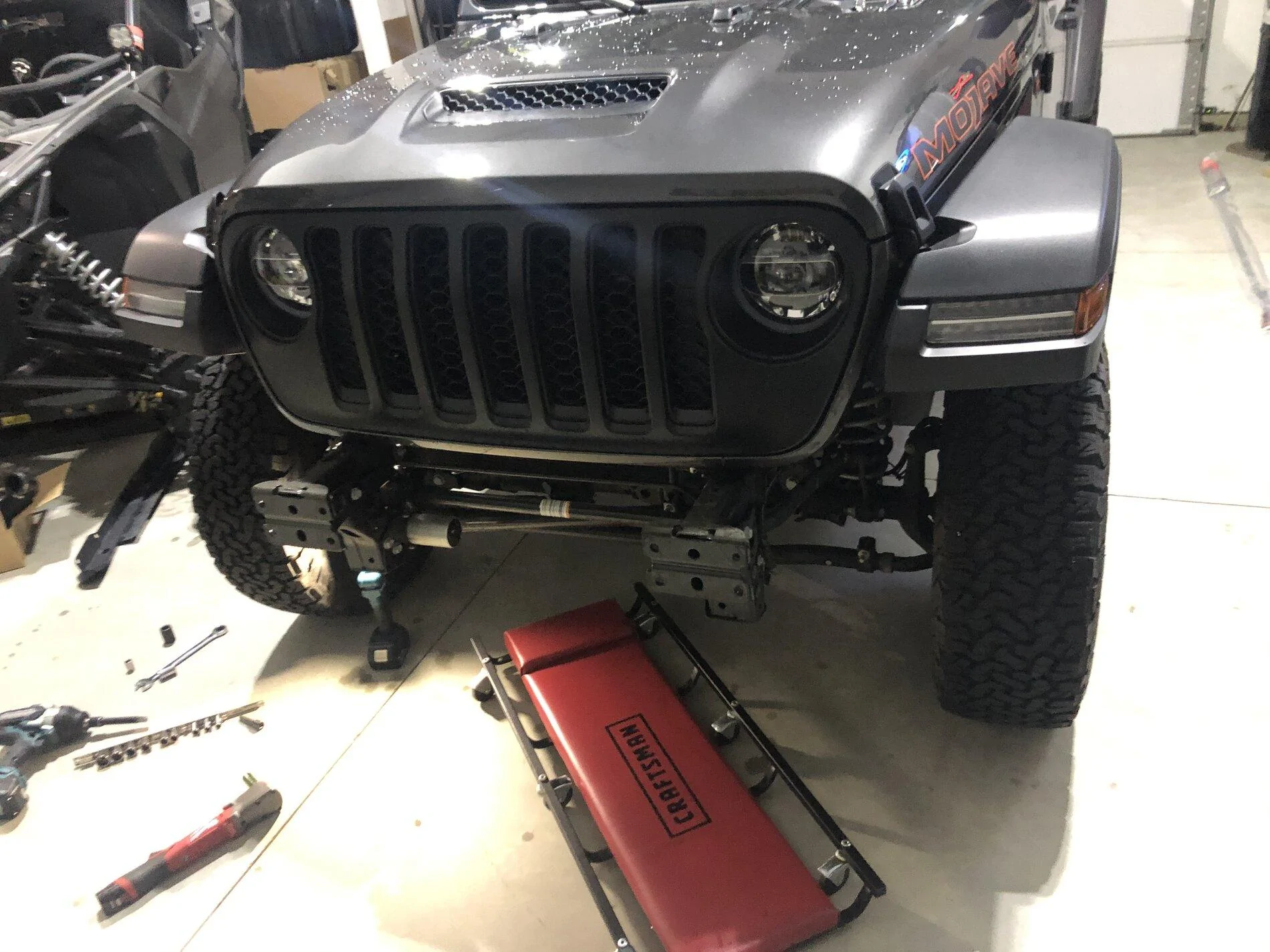 Jeep Gladiator LOD winch bumper install on Mojave plus flat tow brackets 33FA69CD-5A47-4840-86BA-03BFC682F24F