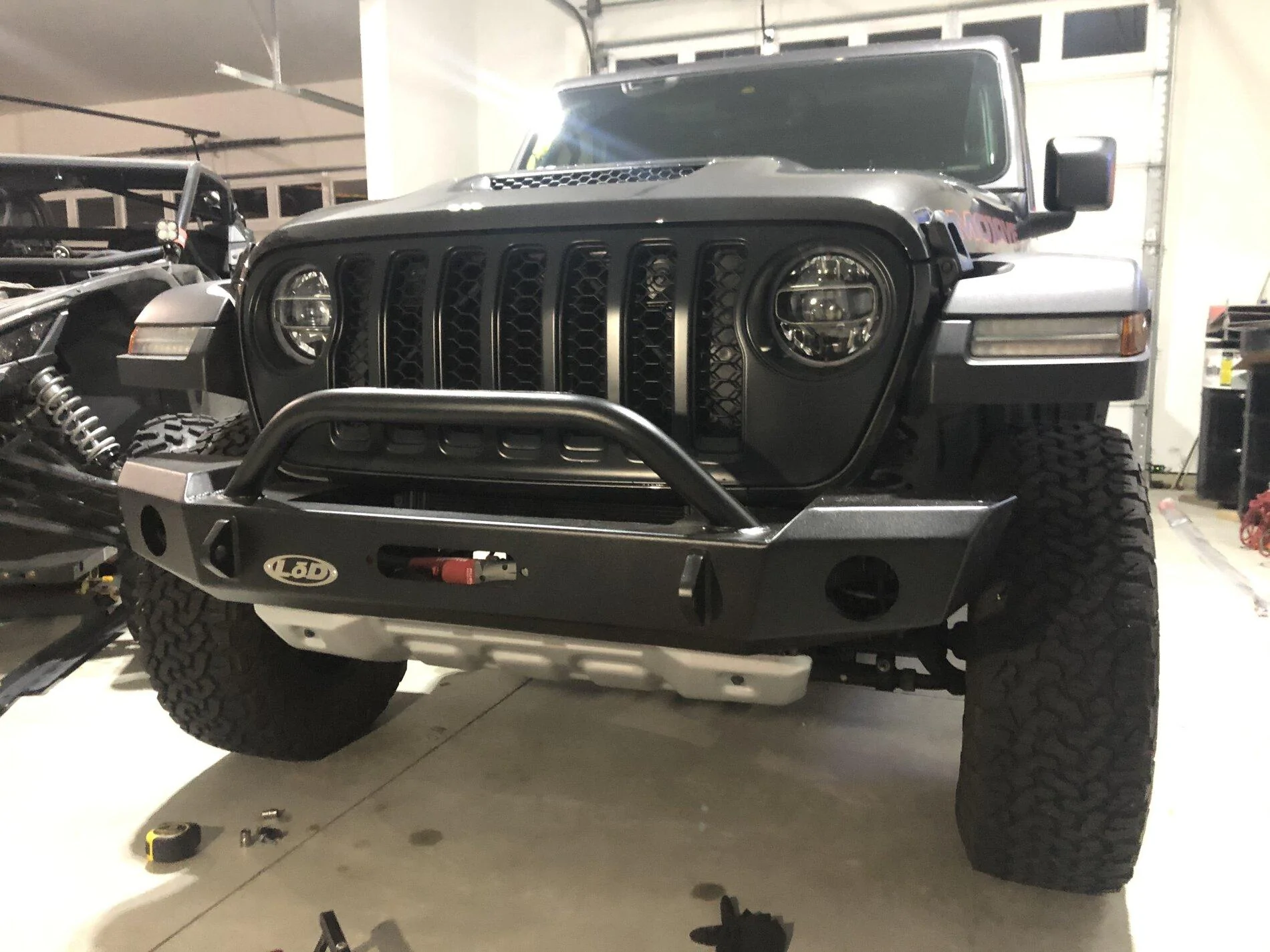 Jeep Gladiator LOD winch bumper install on Mojave plus flat tow brackets B02C3572-D6EF-485B-8638-054FE6D067CF