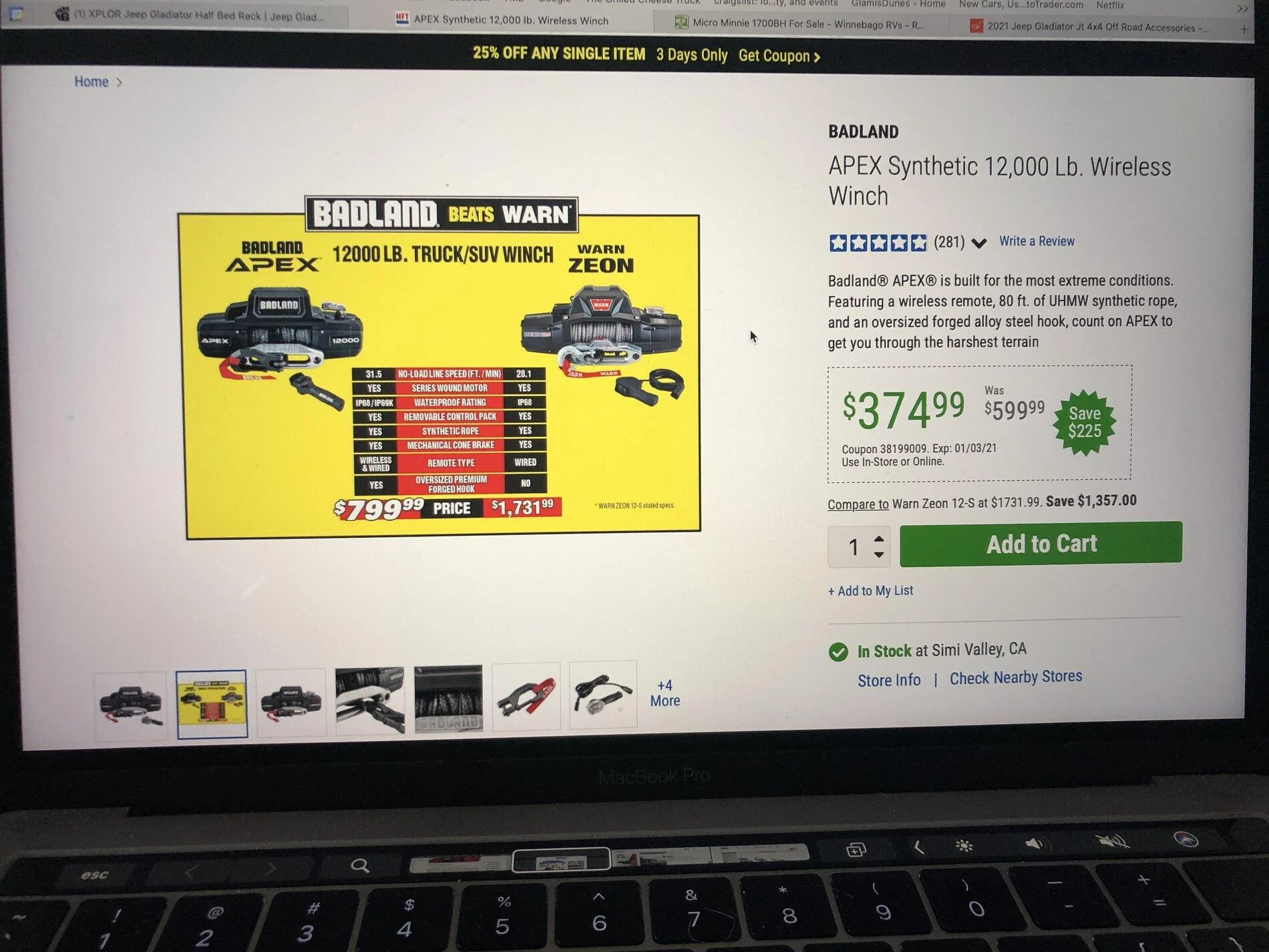 Jeep Gladiator Badlands Apex- $374.99- Great price on a 12,000lb Winch 9B6EBB6F-EC81-4BBA-A4C6-366E57B577F7