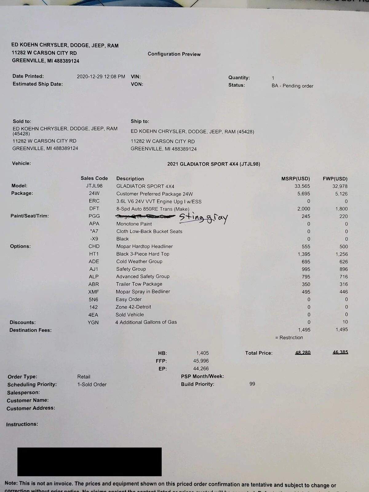 Jeep Gladiator Just Ordered? Check in HERE! JeepBuildSheet