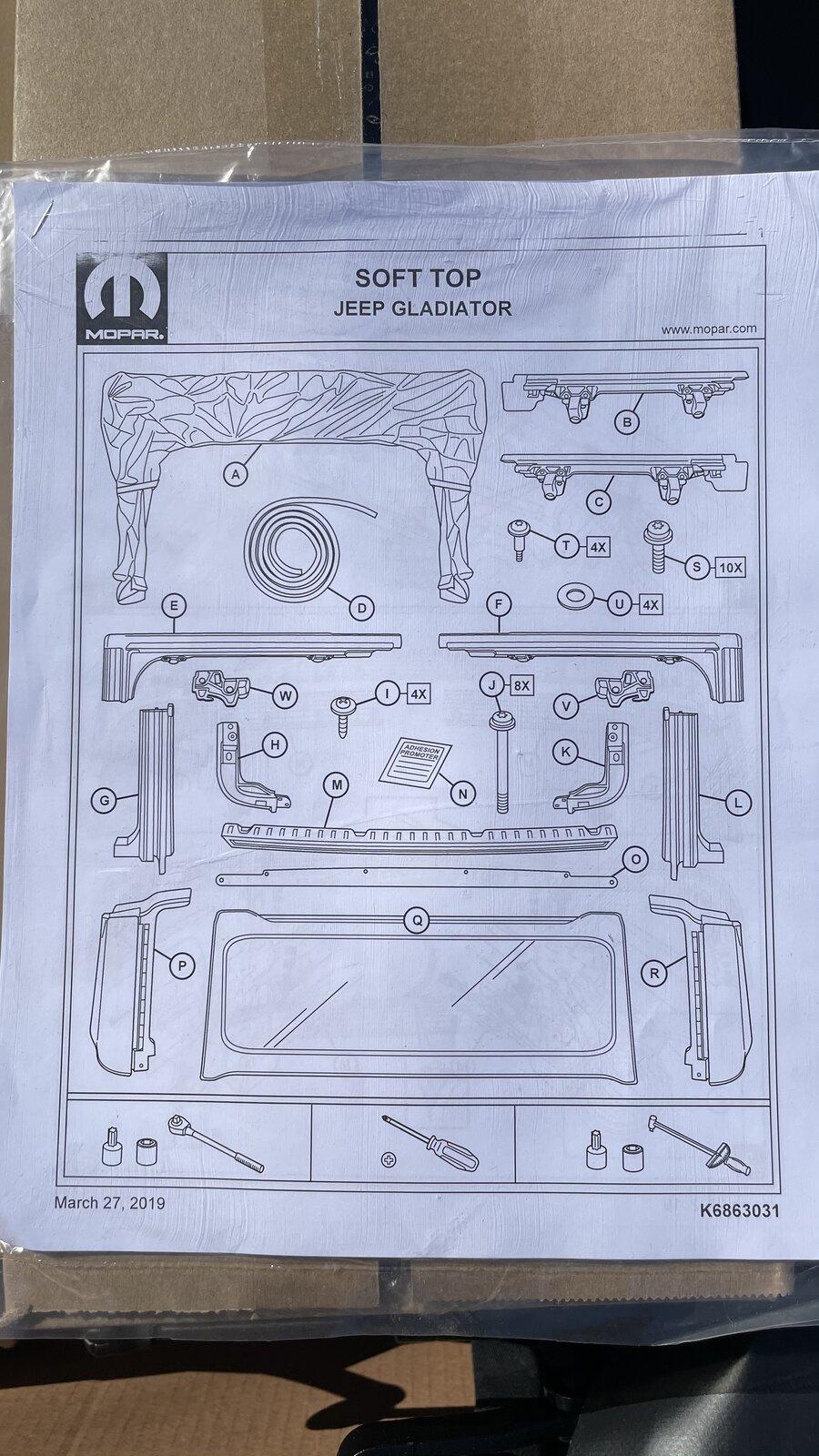 Jeep Gladiator SOLD:  New In Box Premium Soft Top 92BC6783-E443-4935-AD72-47A1D0276D13