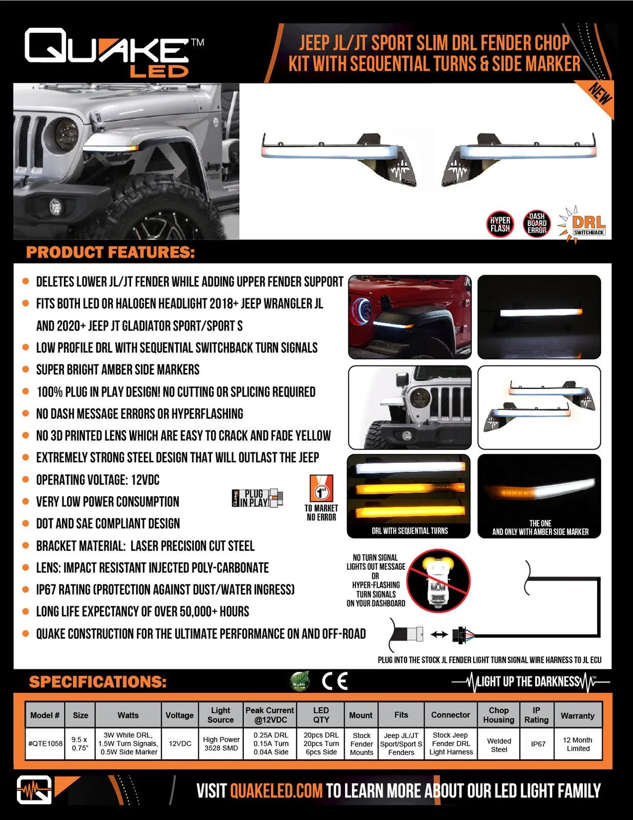 Jeep Gladiator Quake LED Starts the New Year off right: Sport and Overland Slim DRL Sequential Turn Chop Kits Now Available for Gladiator JT and Wrangler JL! CUT_1058_Sport_Chop-01