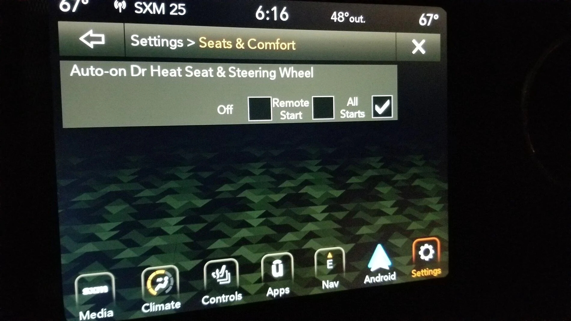 Jeep Gladiator Turn off heated seats and steering wheel? 20210112_181624